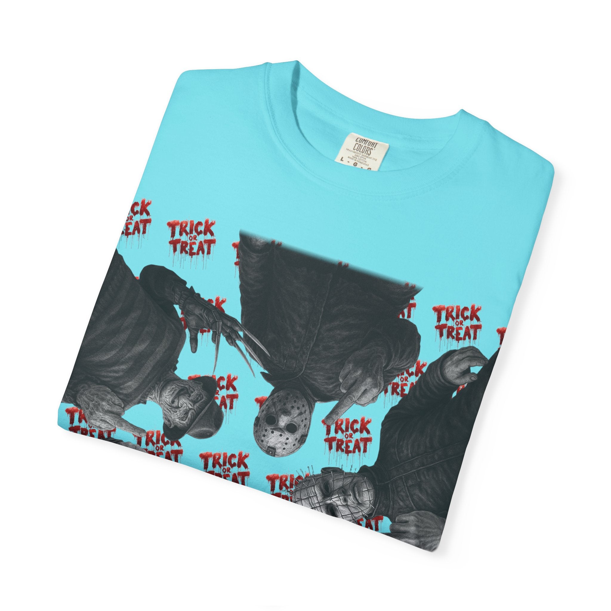 Horror Slashers Unisex T-shirt - Retro Michael Myers, Freddy, Jason, Chucky Middle Finger Design