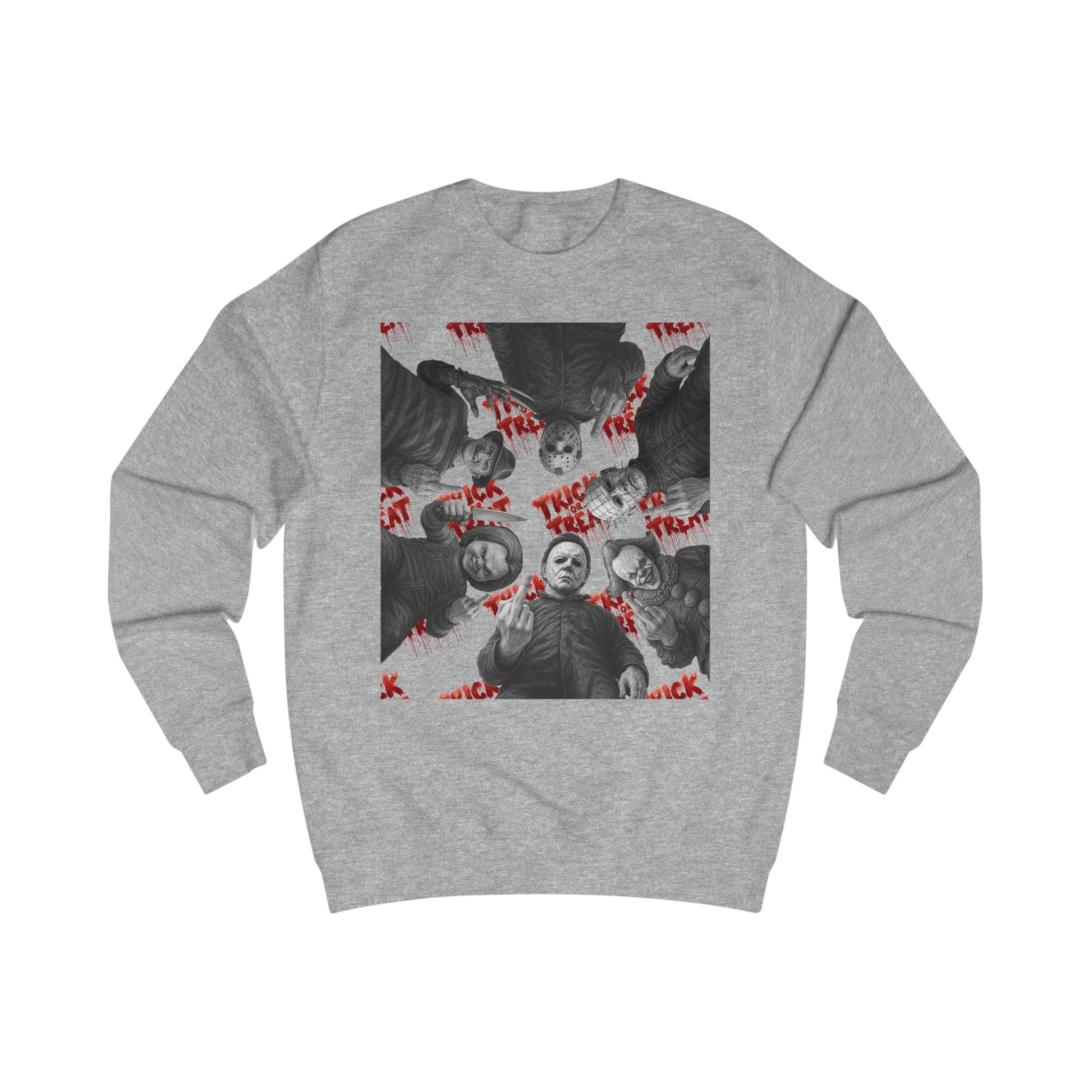 Retro Horror Trick or Treat Unisex Sweatshirt | Cozy Halloween Apparel, Perfect for Fall Celebrations, Gift for Ghost Lovers, Holiday Fashion