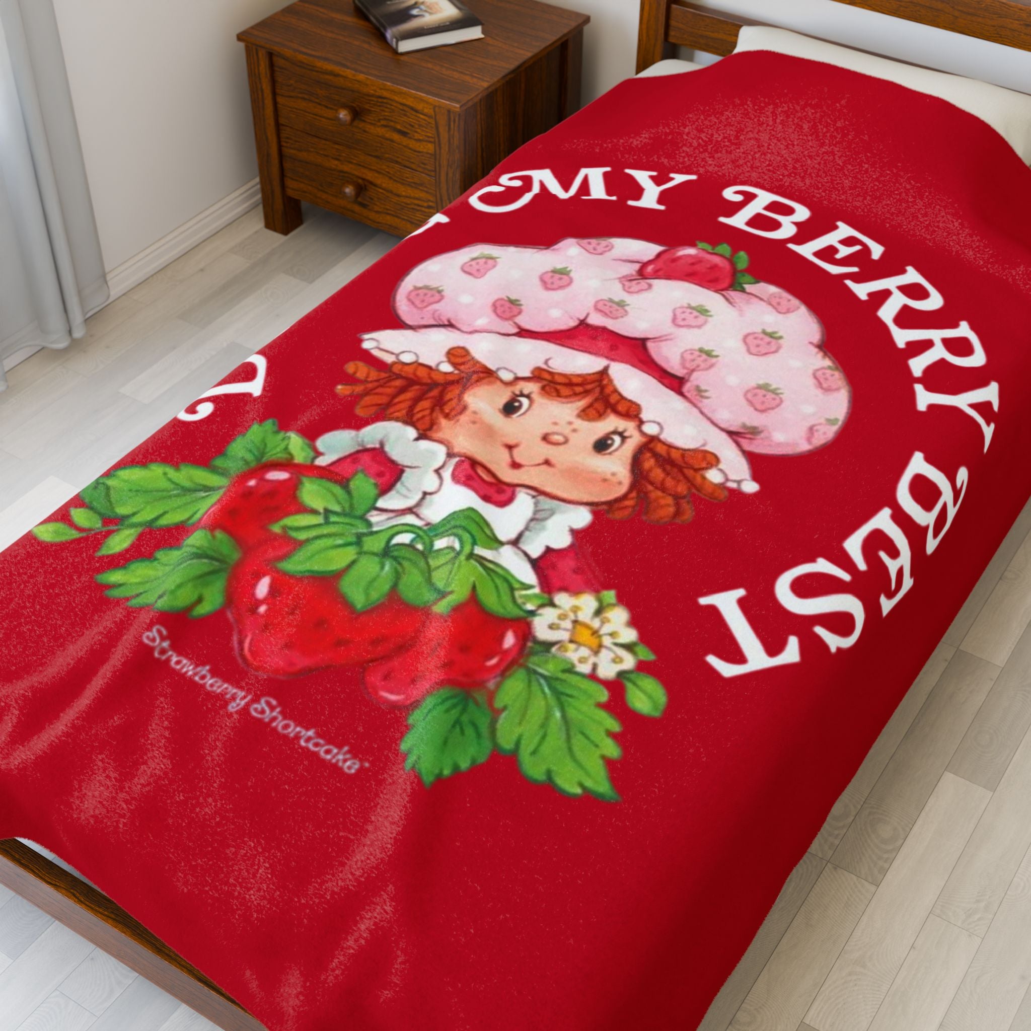 Strawberry Shortcake Plush Blanket, Cozy Throw for Kids, Gift for Birthdays, Fun Nursery Decor, Warm Snuggle Blanket, Children's Blanket
