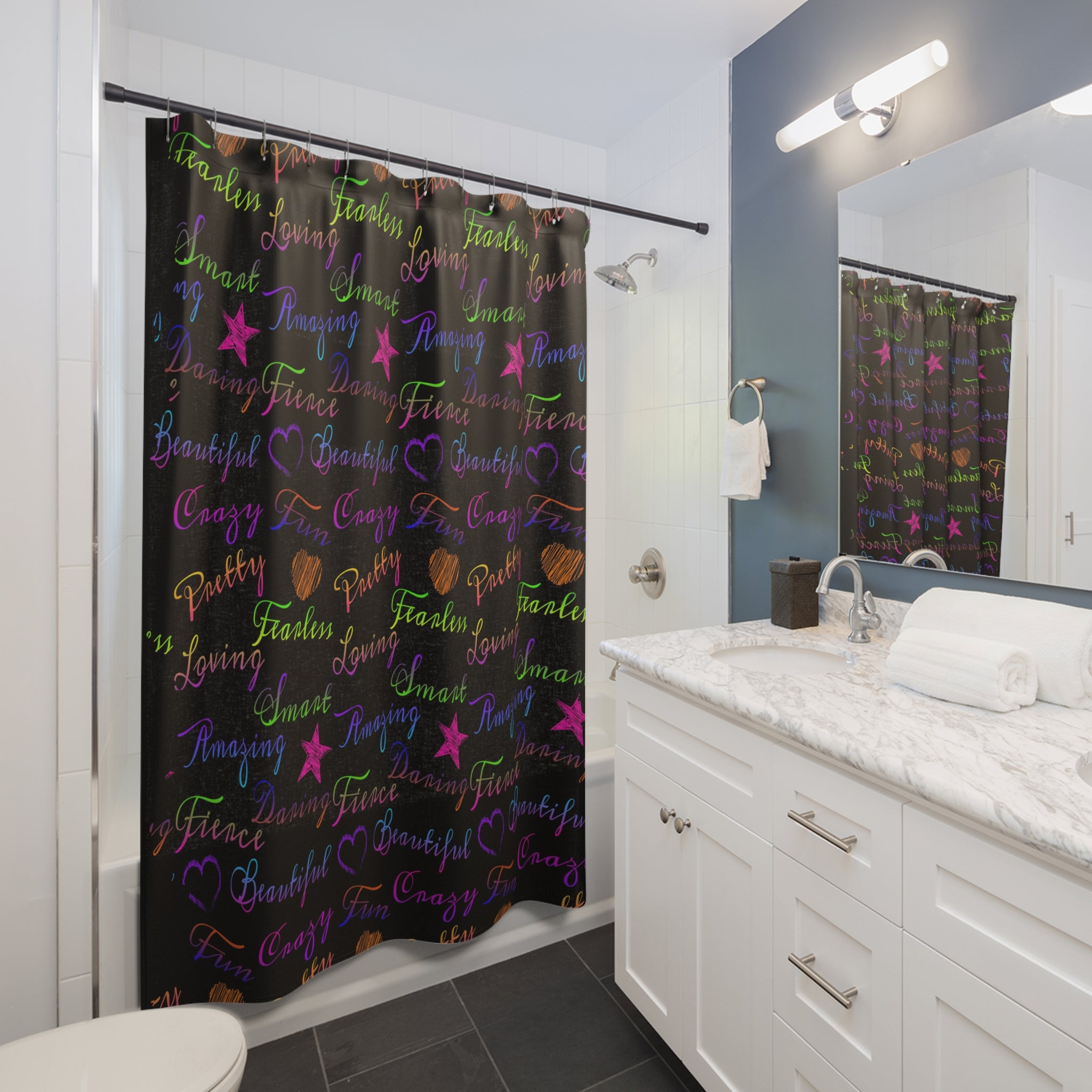 Neon Motivational Shower Curtains