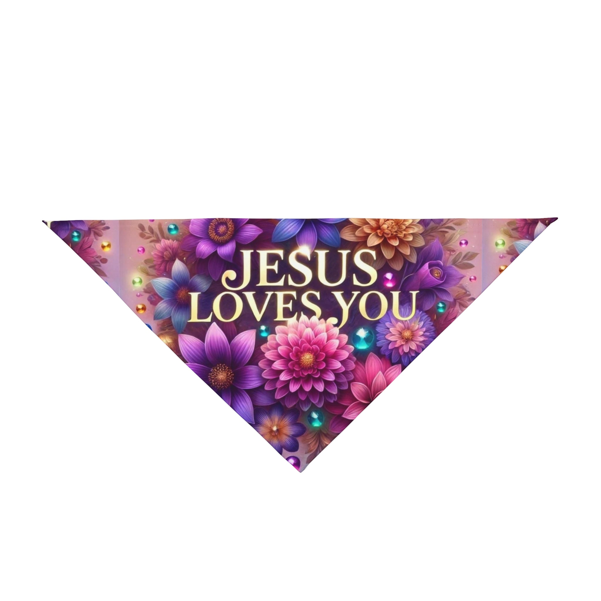 Jesus Loves You Floral Pet Bandana, Dog Accessory, Cute Pet Gift, Floral Pet Scarf, Holiday Pet Wear