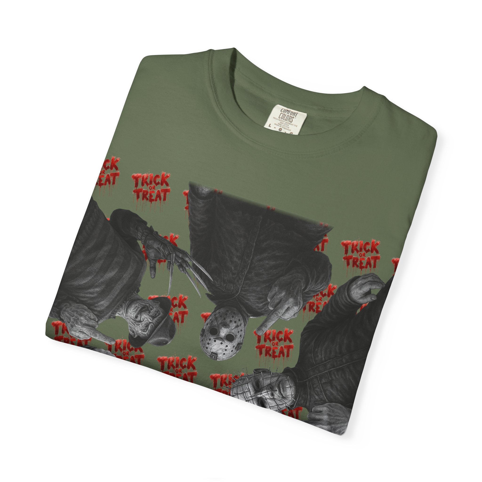 Horror Slashers Unisex T-shirt - Retro Michael Myers, Freddy, Jason, Chucky Middle Finger Design