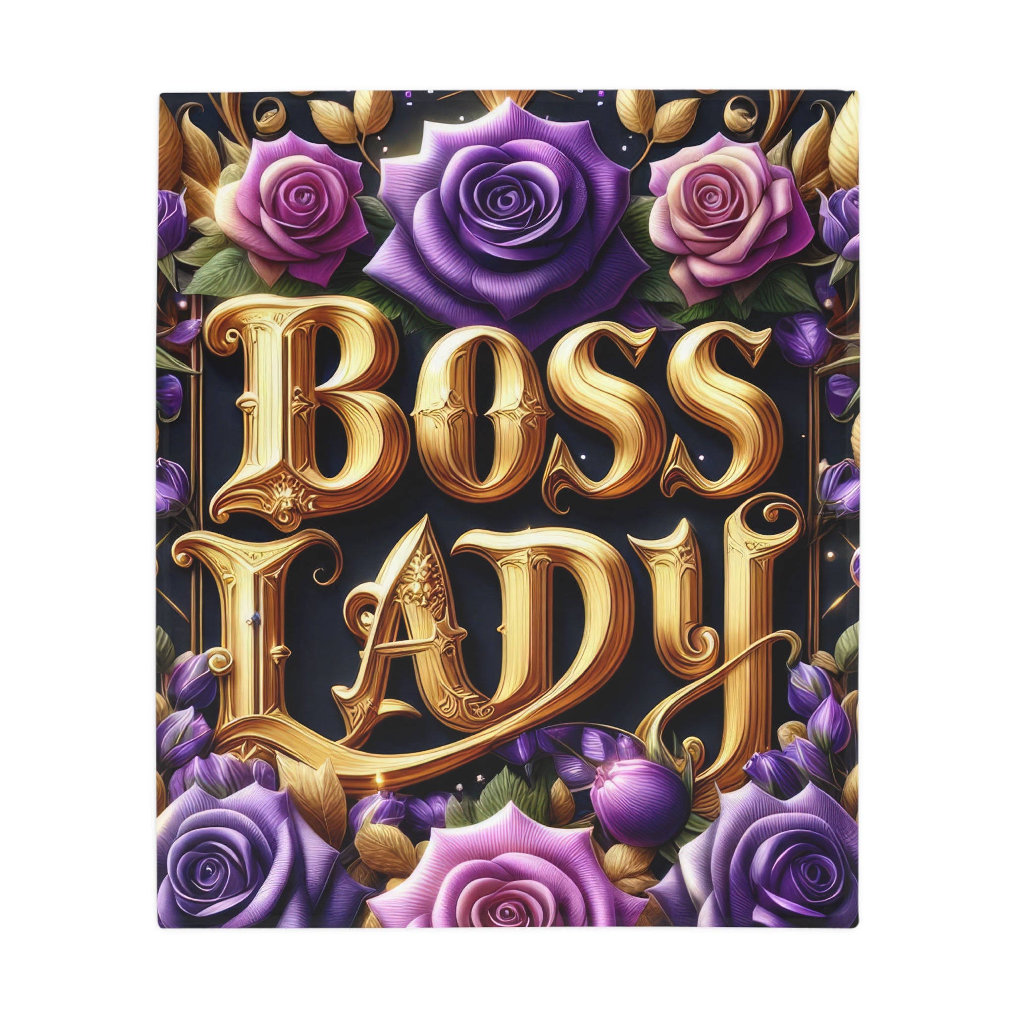 Boss Lady Plush Fleece Blanket, Cozy Throw Blanket, Flower Print Blanket, Gift for Her, Home Decor