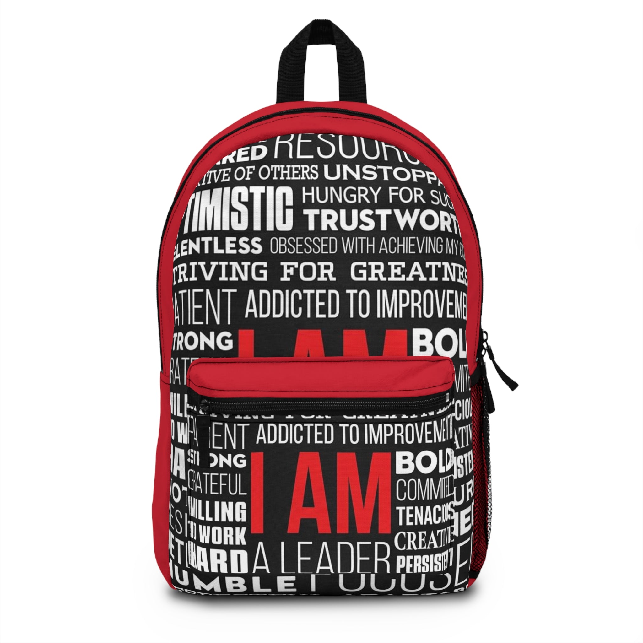 Inspiration-Driven Red Backpack | Motivational Quotes, School Bag, Travel Backpack, Gift for Students, Empowerment Accessory