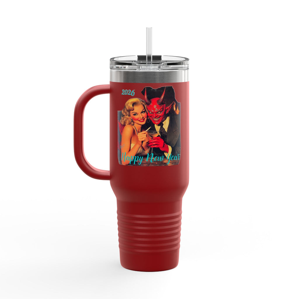 Travel Mug, Happy New Year 2026 Mr Evil, Insulated Tumbler, 40oz, Gift for Him, Gift for Her, Funny Coffee Cup, Unique Mug