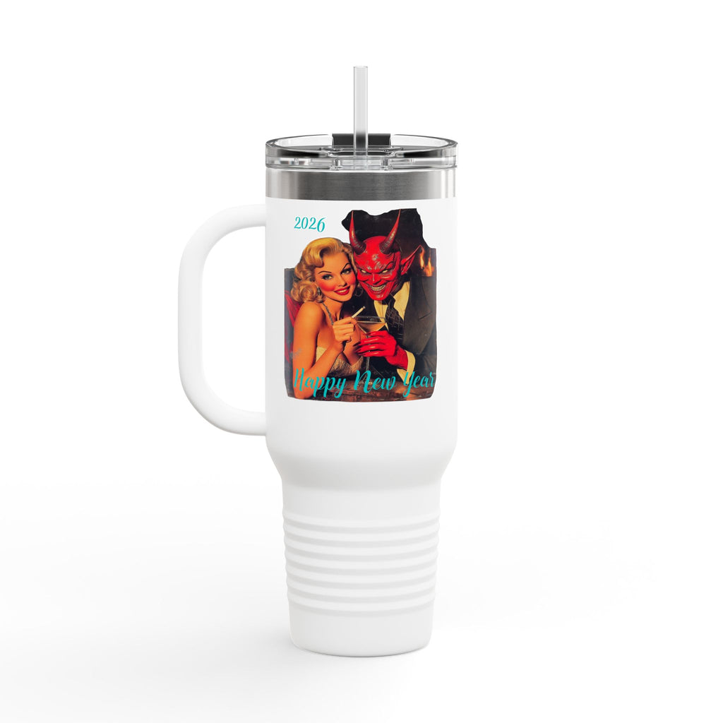 Travel Mug, Happy New Year 2026 Mr Evil, Insulated Tumbler, 40oz, Gift for Him, Gift for Her, Funny Coffee Cup, Unique Mug