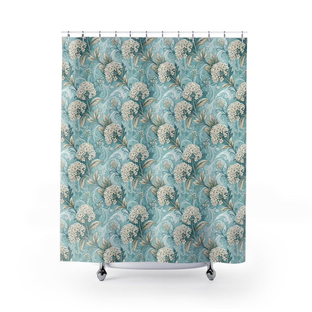 Teal Floral Pastels Shower Curtain