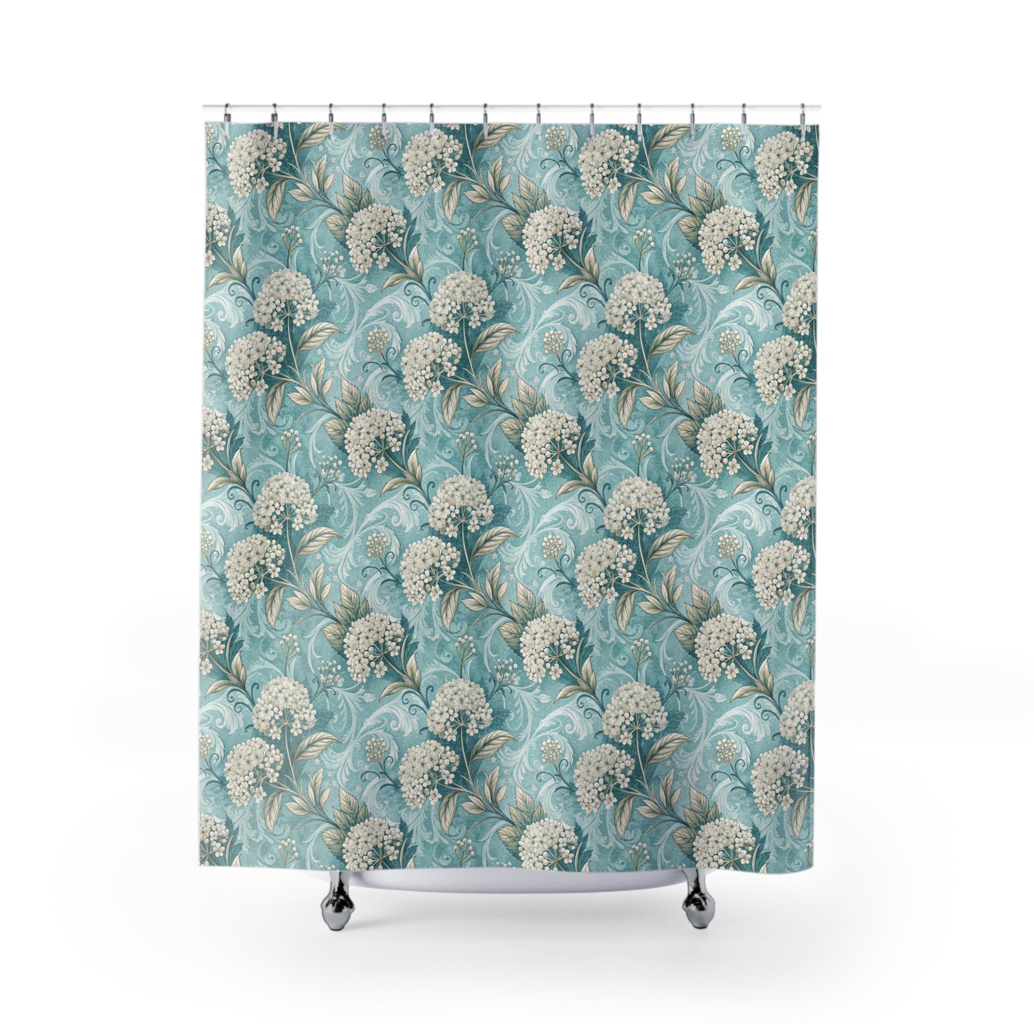Teal Floral Pastels Shower Curtain