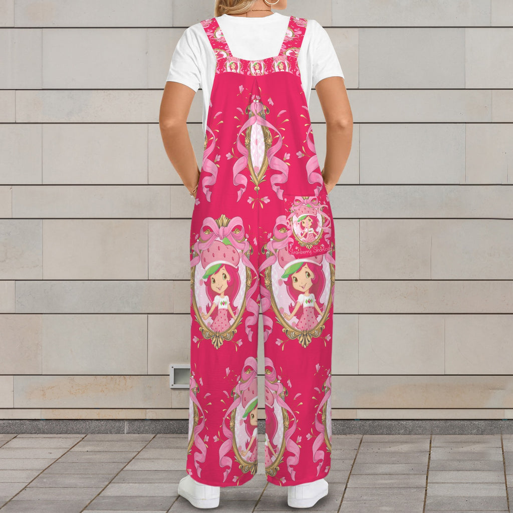 Plus and Regular Size Retro Strawberry Girl Overalls Jumpsuit small - 5XL