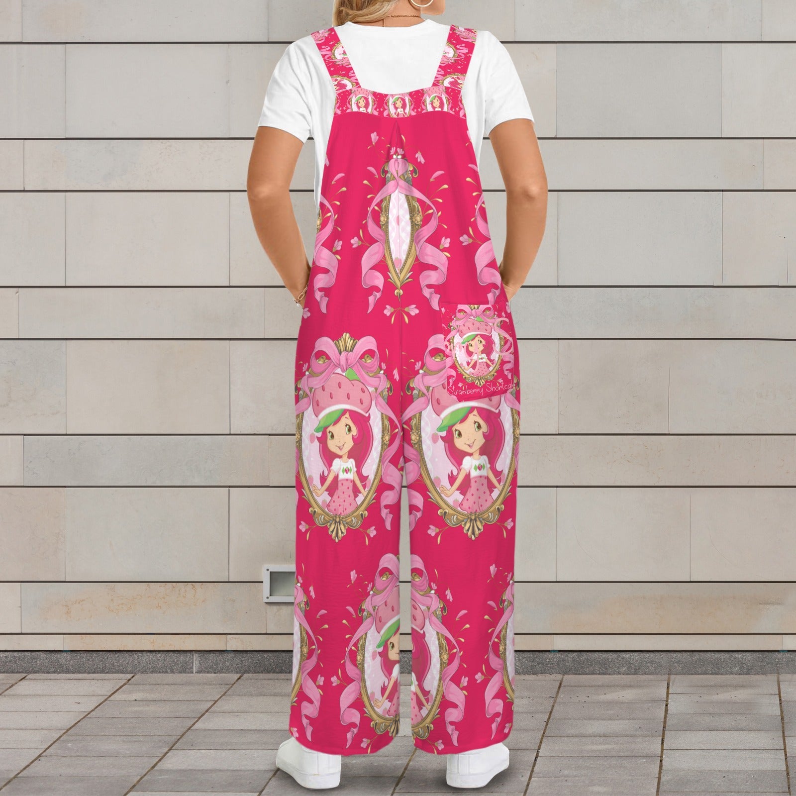 Plus and Regular Size Retro Strawberry Girl Overalls Jumpsuit small - 5XL