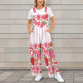 Strawberries and Pink Jumpsuit Overalls Small - 5XL