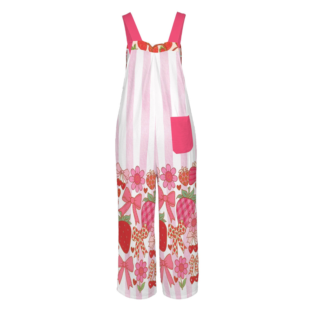 Strawberries and Pink Jumpsuit Overalls Small - 5XL