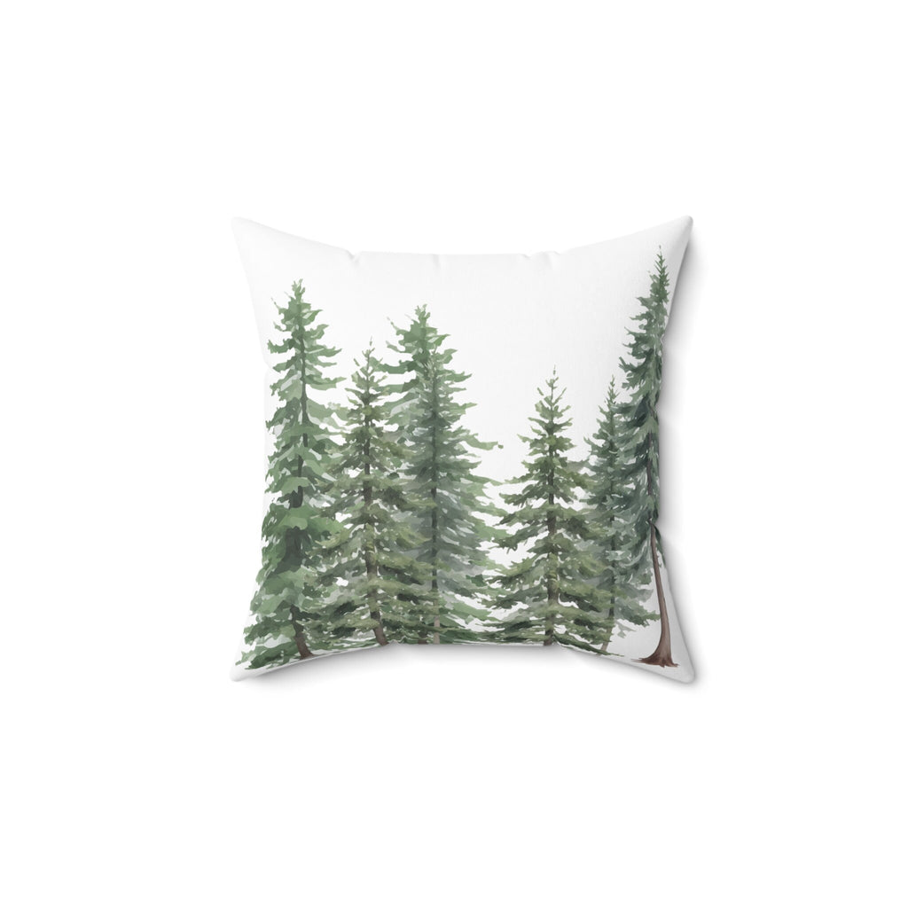 Watercolor Pine Forest Throw Pillow