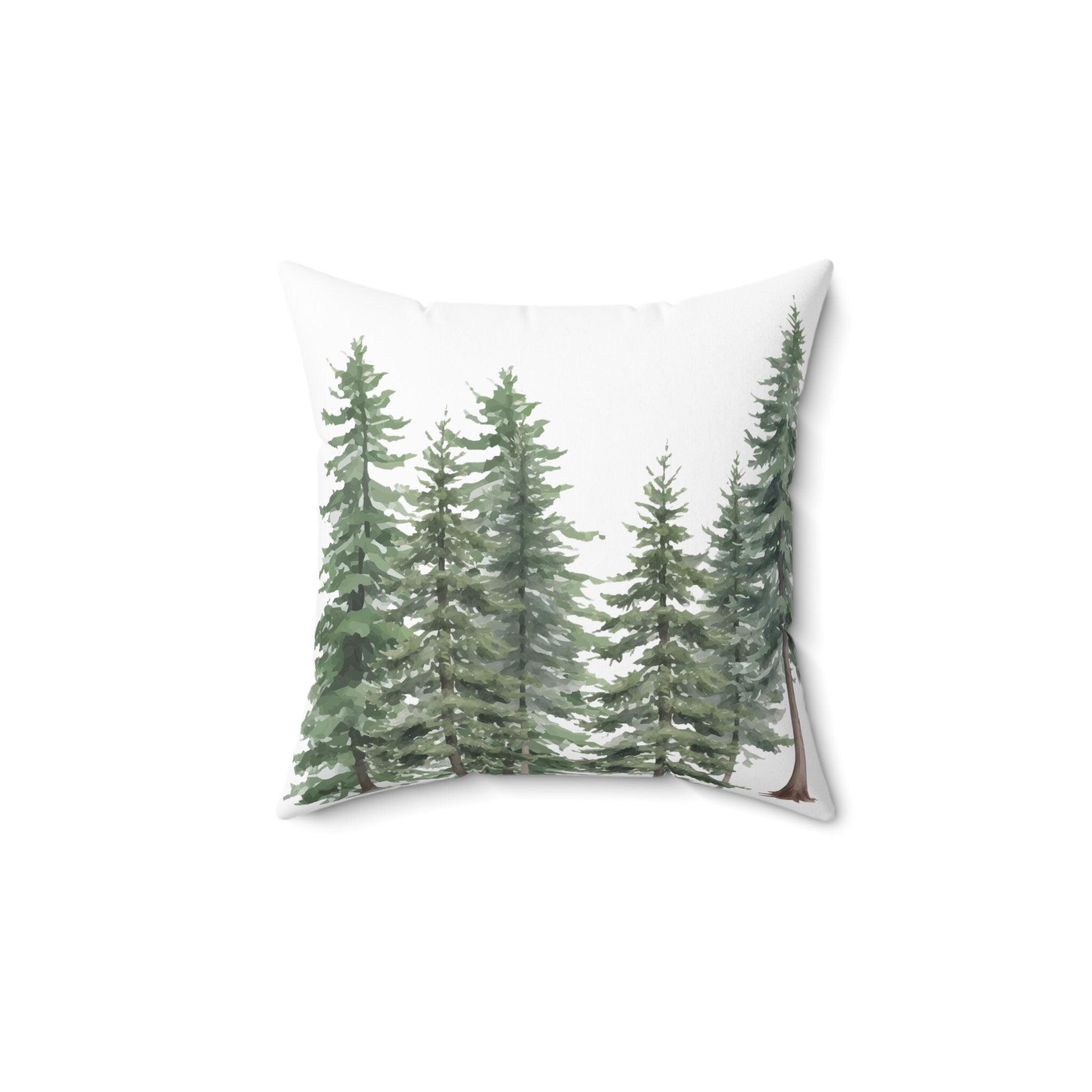 Watercolor Pine Forest Throw Pillow