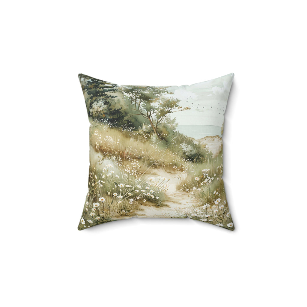 On Our Way to the Beach Watercolor Throw Pillow