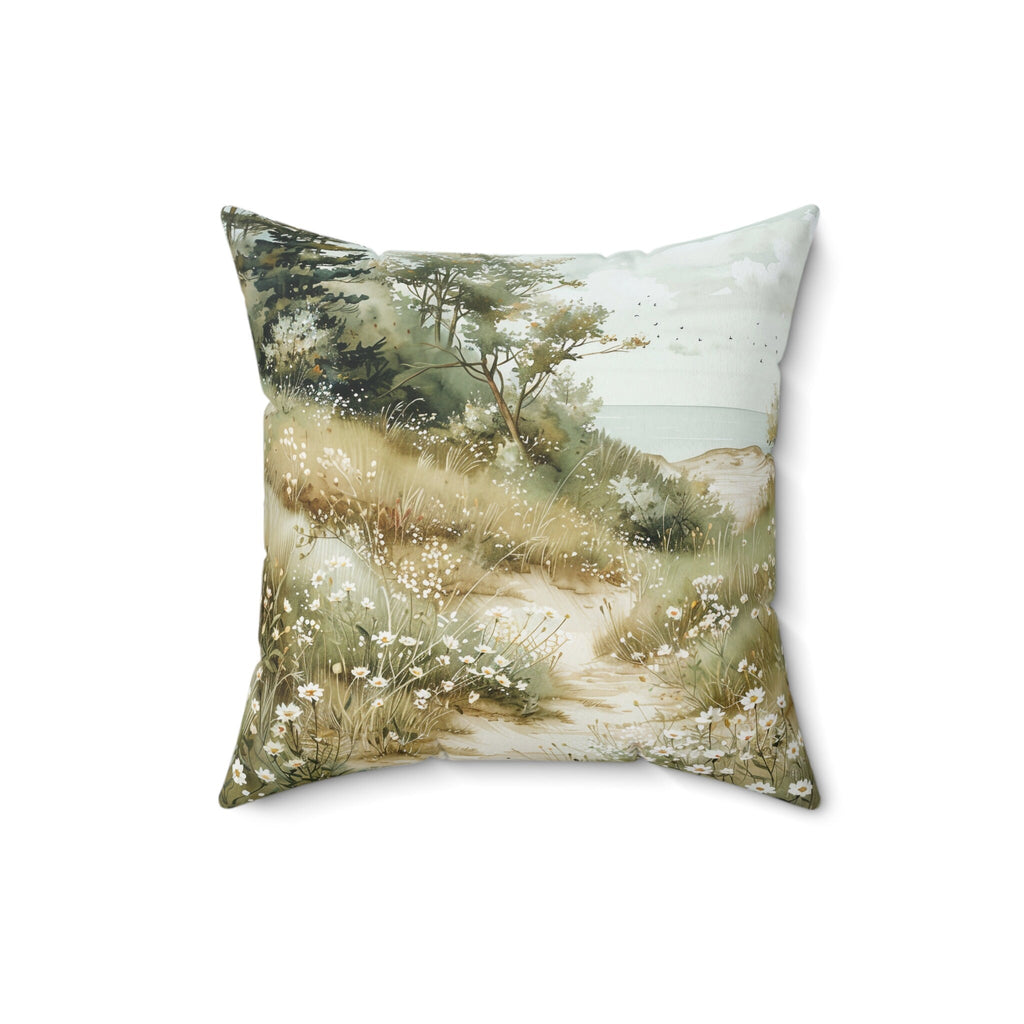 On Our Way to the Beach Watercolor Throw Pillow