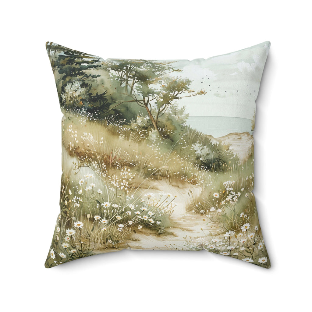 On Our Way to the Beach Watercolor Throw Pillow