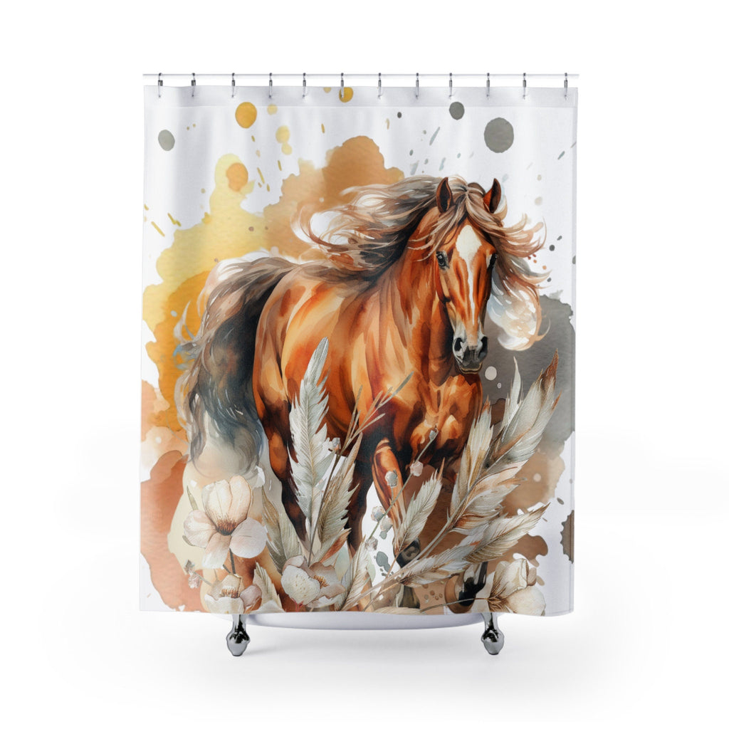 Rustic Splash Horse in Neutral Splash Shower Curtain