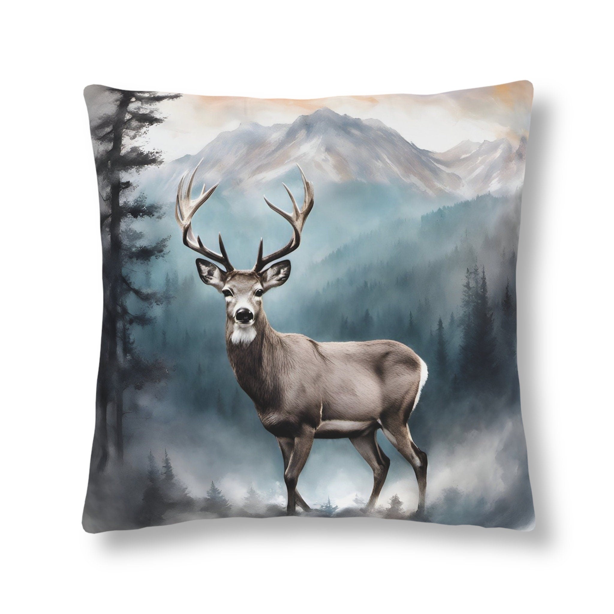 Buck in Blue Mountain Mist Waterproof Pillow