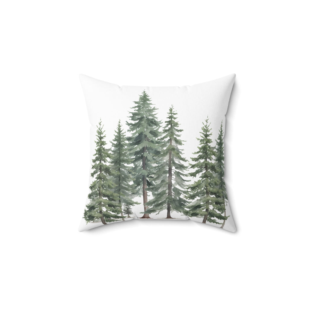 Watercolor Pine Forest Throw Pillow