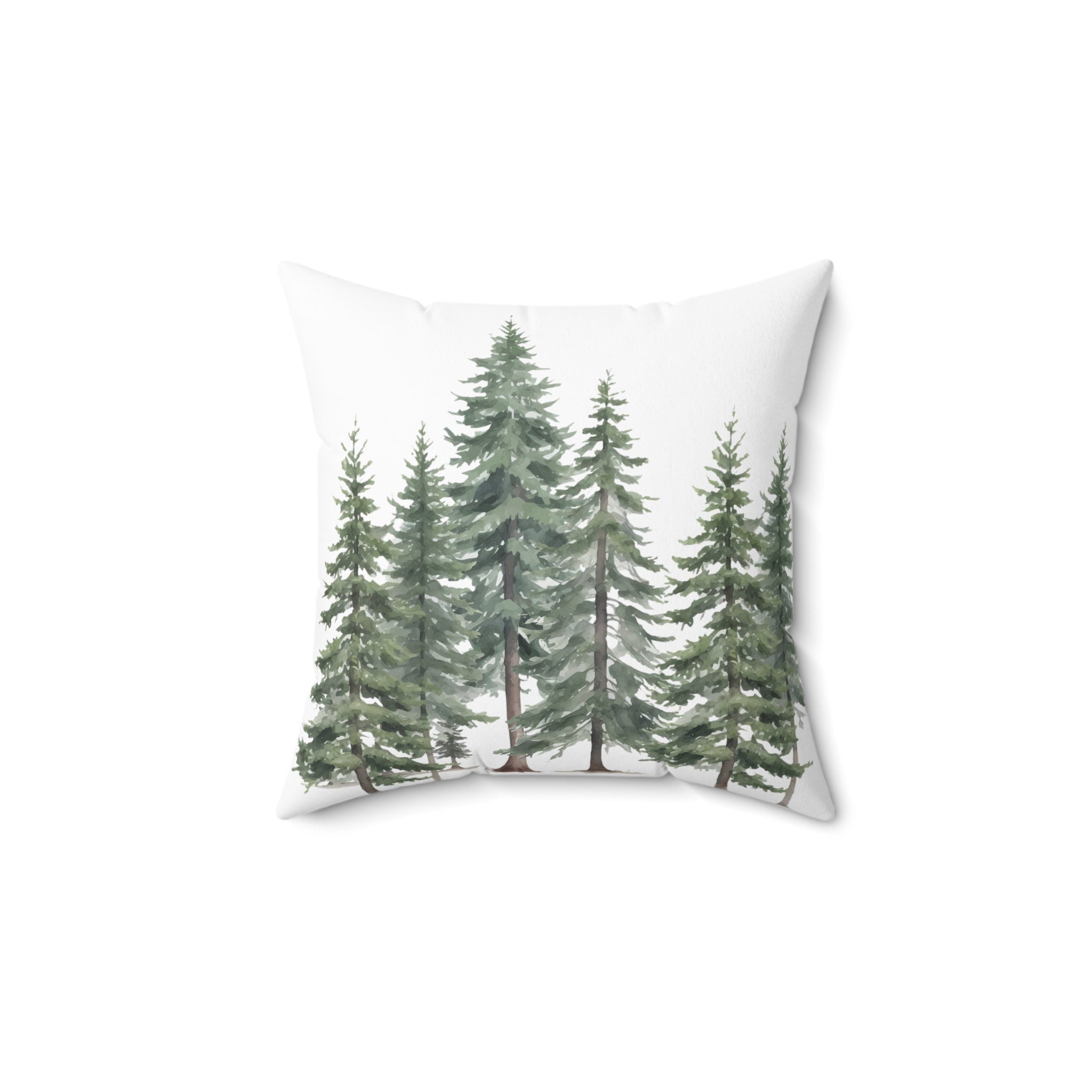 Watercolor Pine Forest Throw Pillow