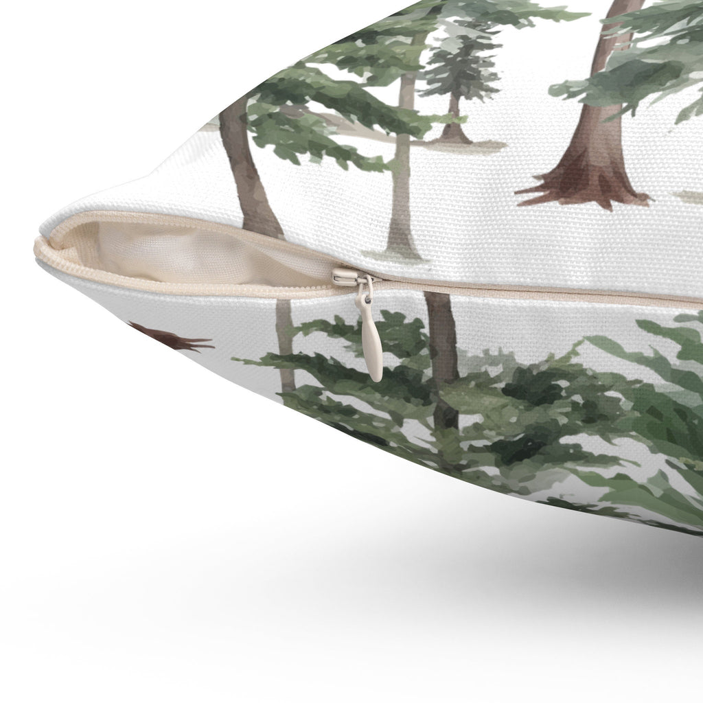 Watercolor Pine Forest Throw Pillow