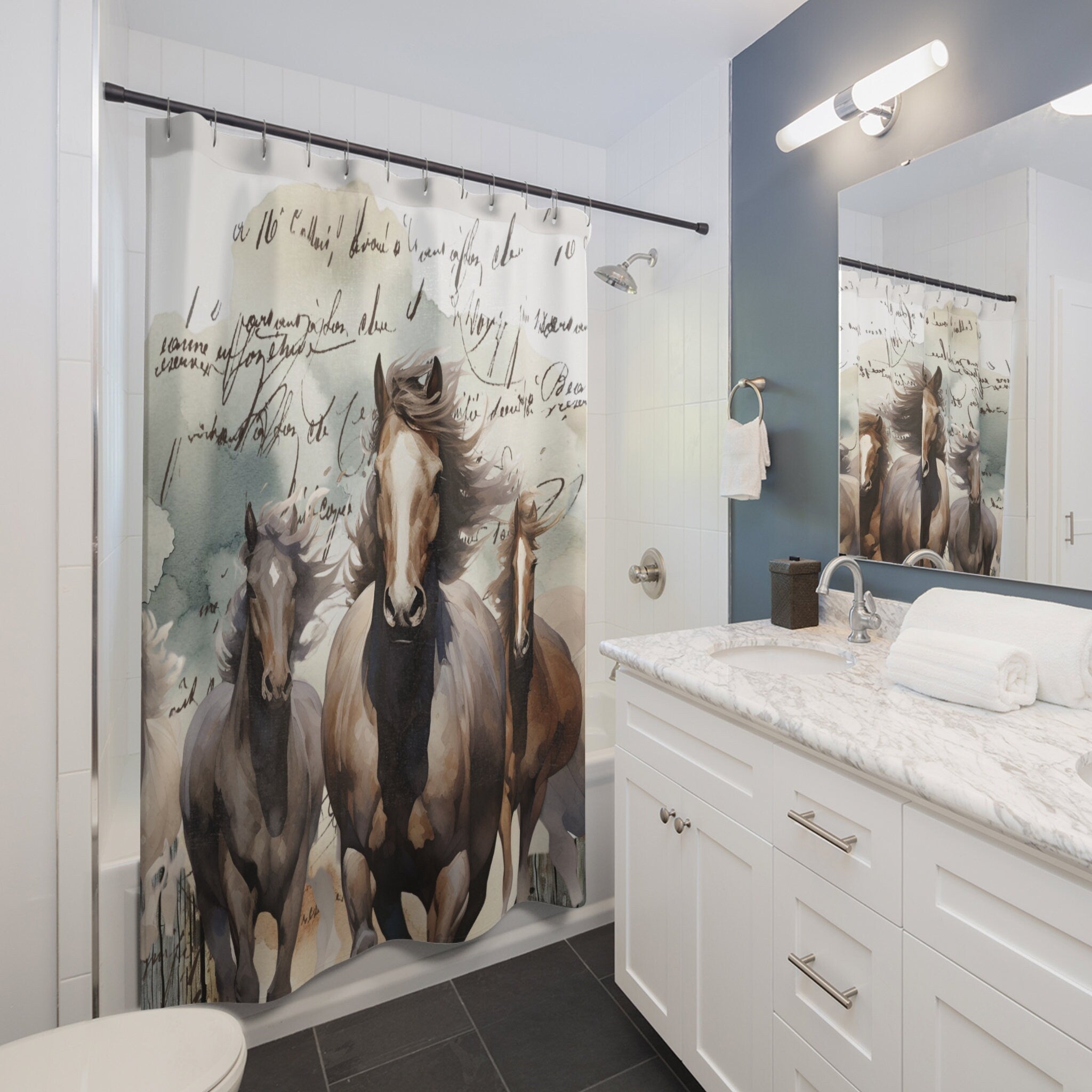 Galloping Family of Horses Shower Curtain