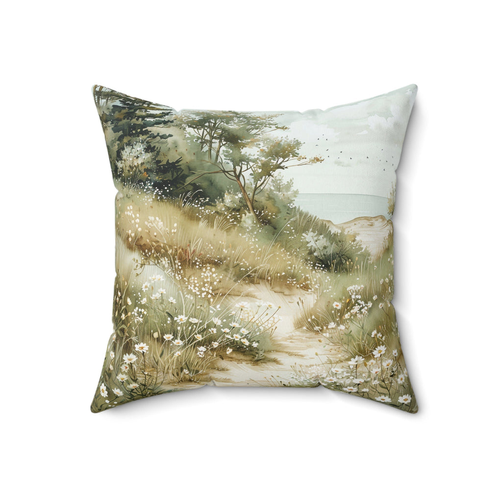 On Our Way to the Beach Watercolor Throw Pillow