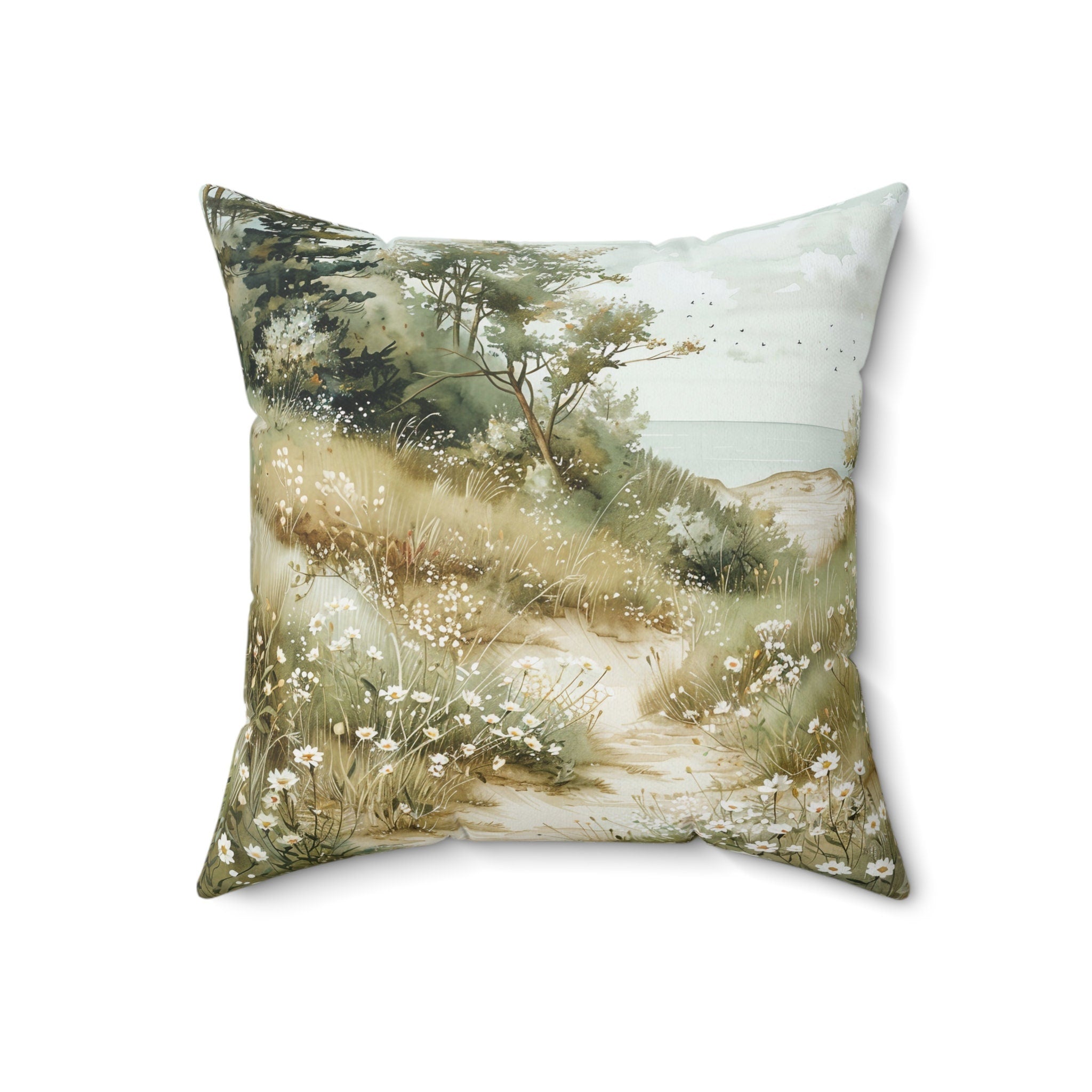 On Our Way to the Beach Watercolor Throw Pillow