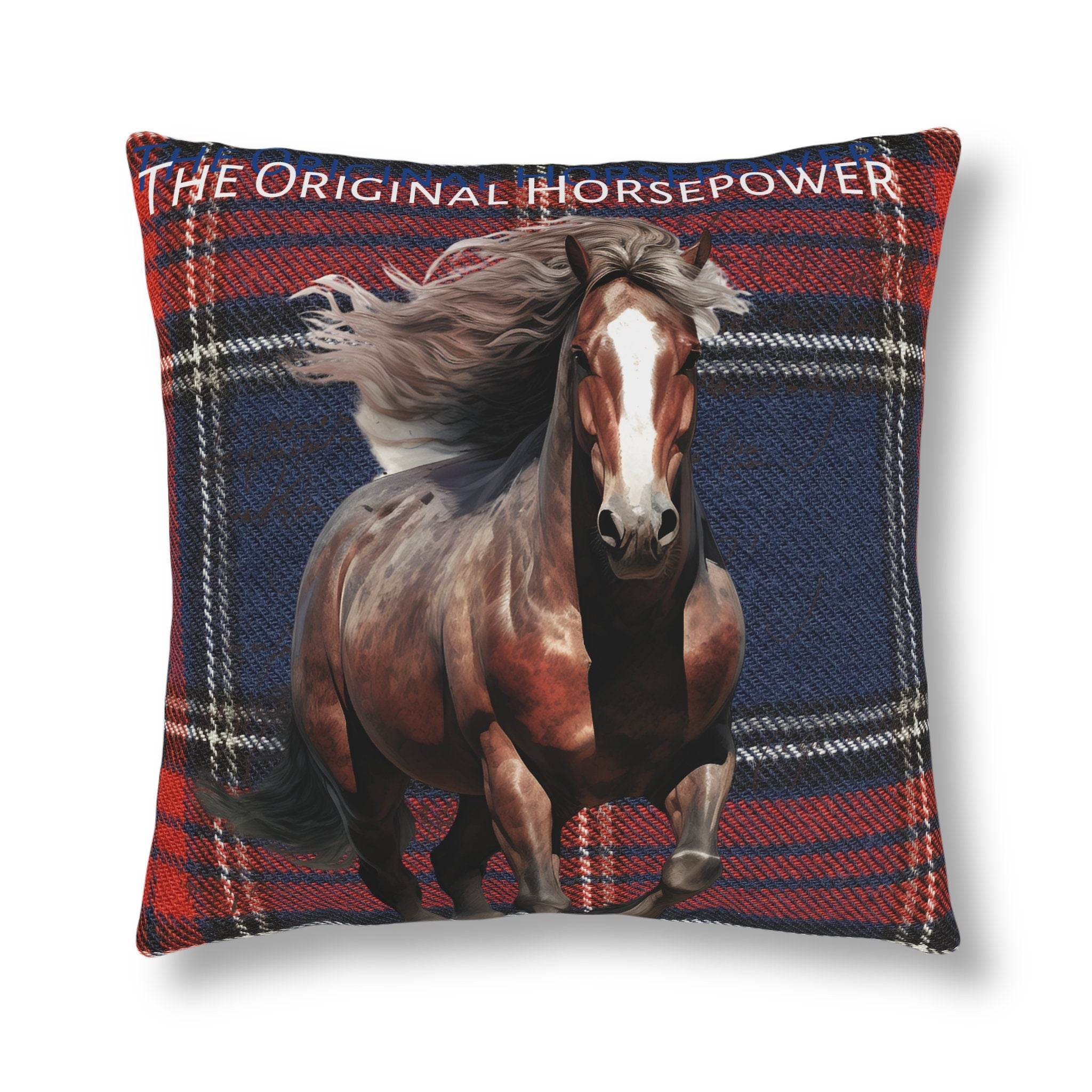 The Original Horsepower Plaid Tartan Waterproof Pillow
