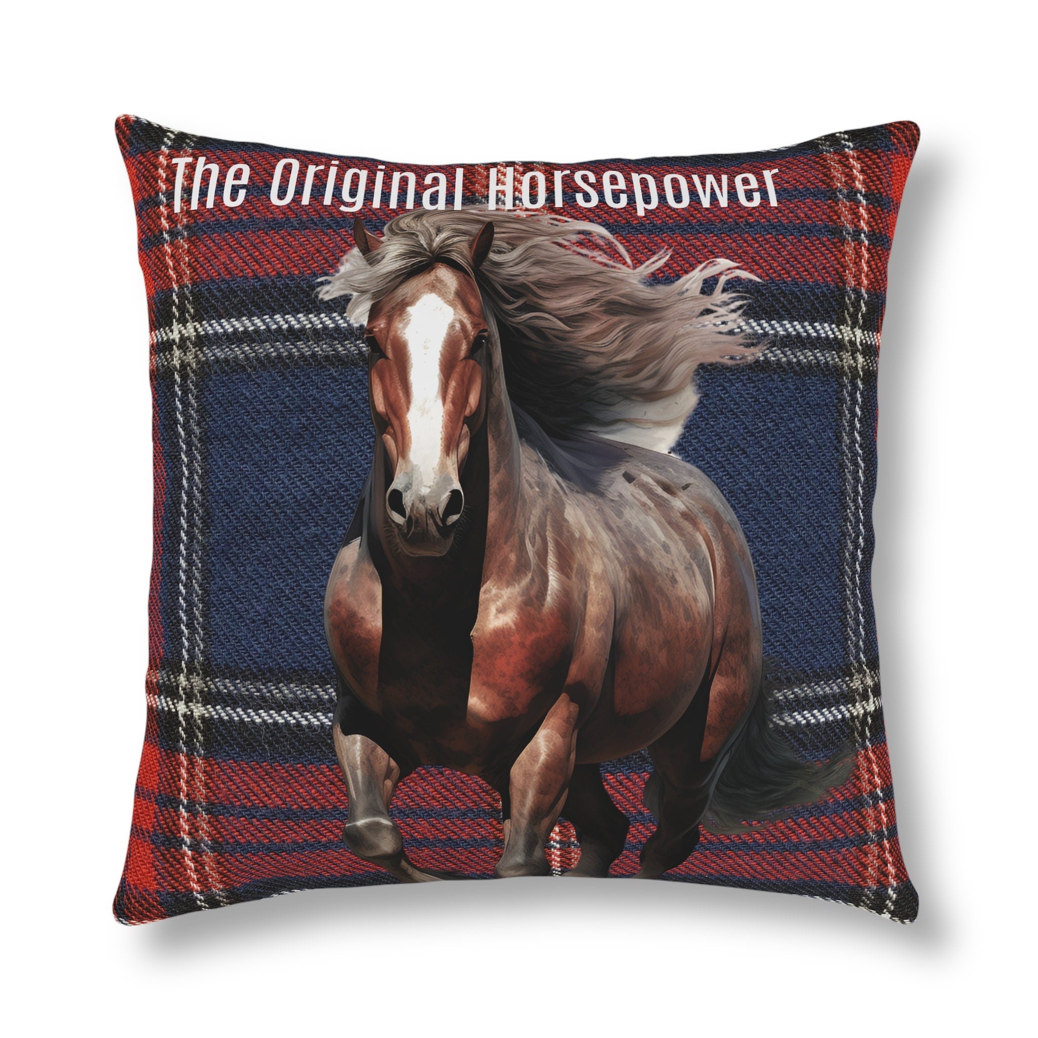 The Original Horsepower Plaid Tartan Waterproof Pillow