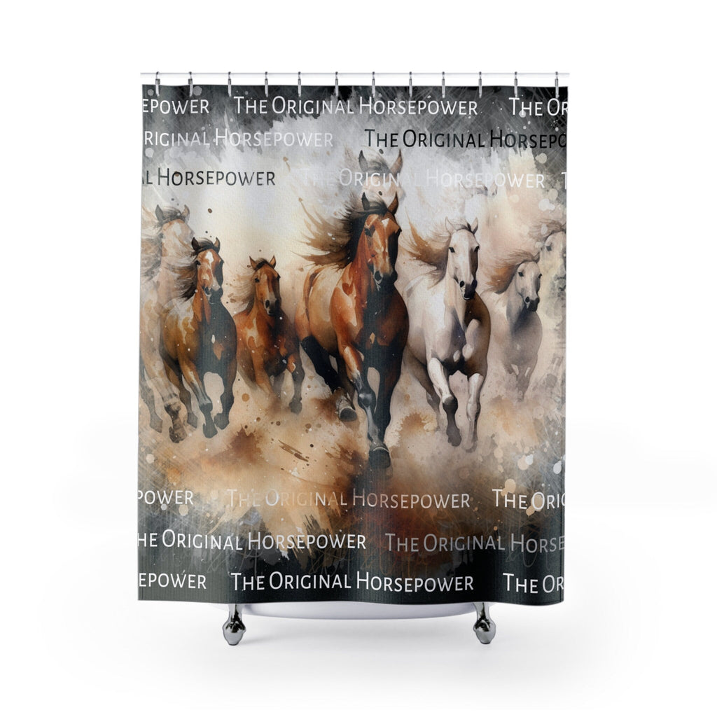 The Original Horsepower Rustic Horse Shower Curtain Black