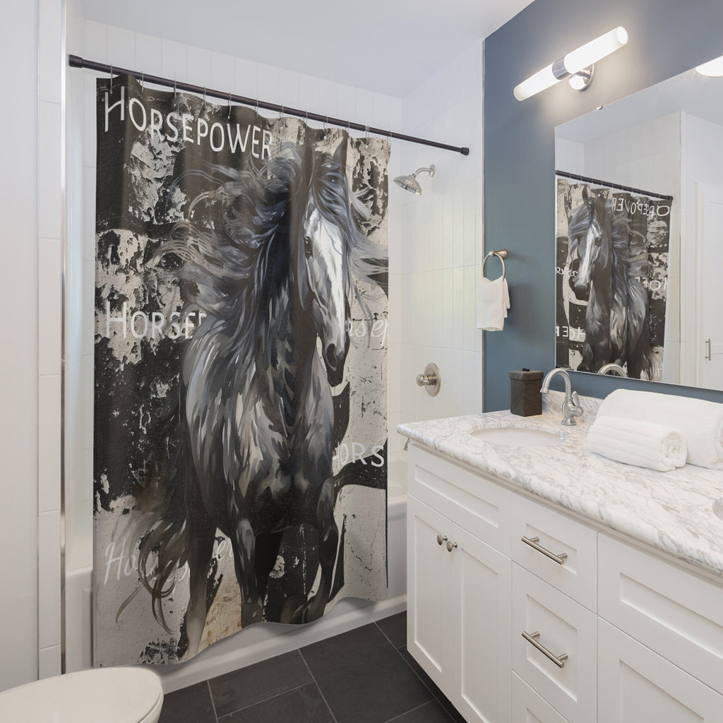 Distressed Grunge Style Horse Majesty Shower Curtain