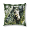 Horse in Watercolor Forest Waterproof Pillow