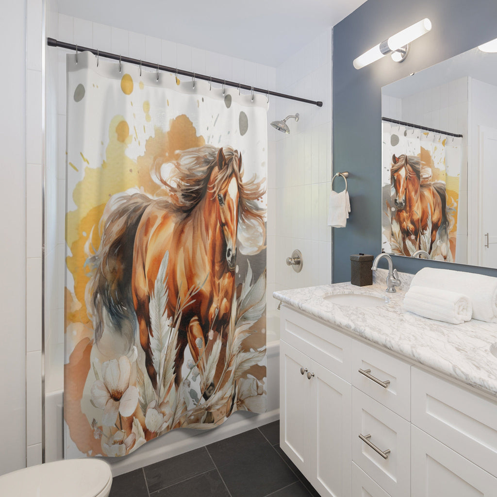 Rustic Splash Horse in Neutral Splash Shower Curtain