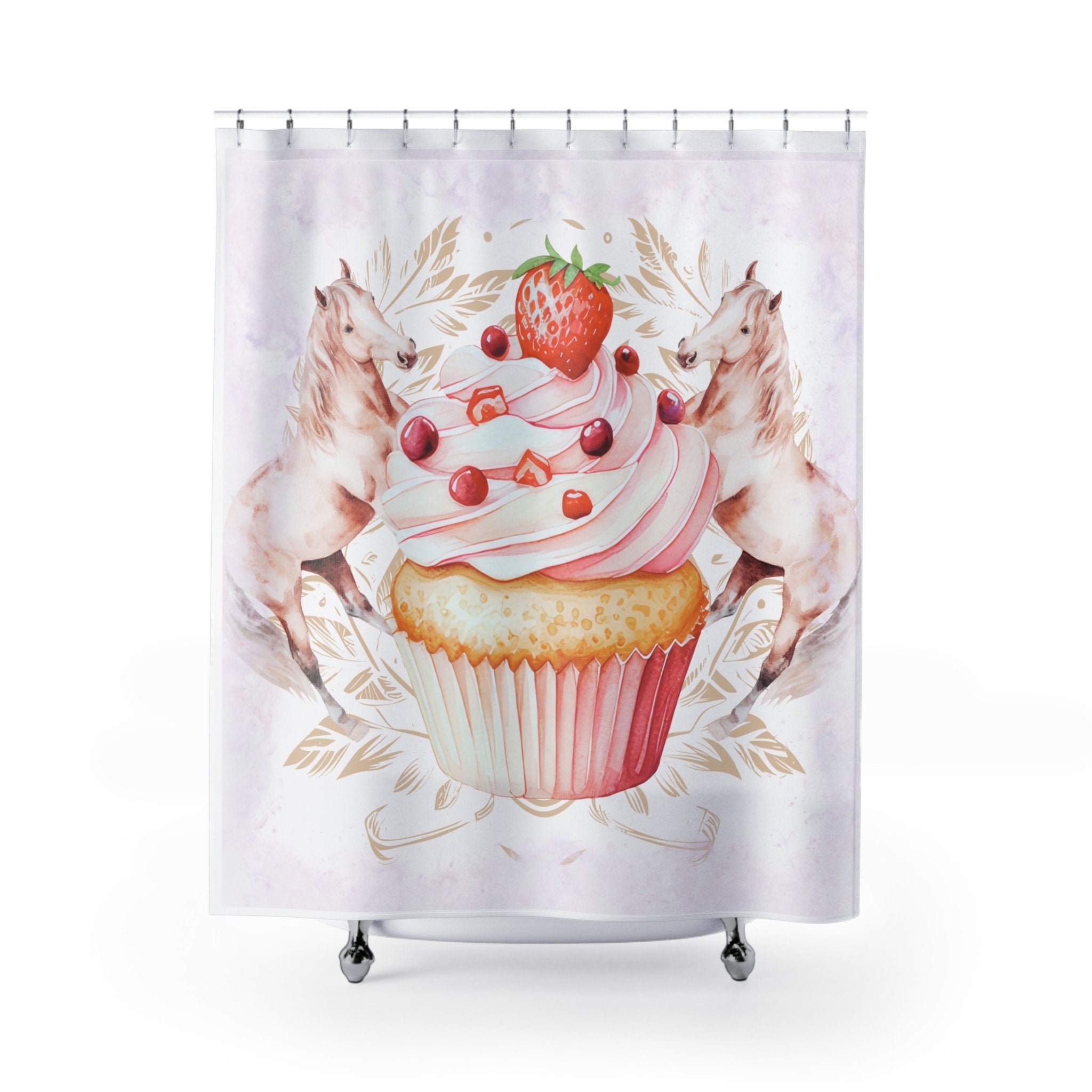 The Cupcake and Horses Shower Curtain