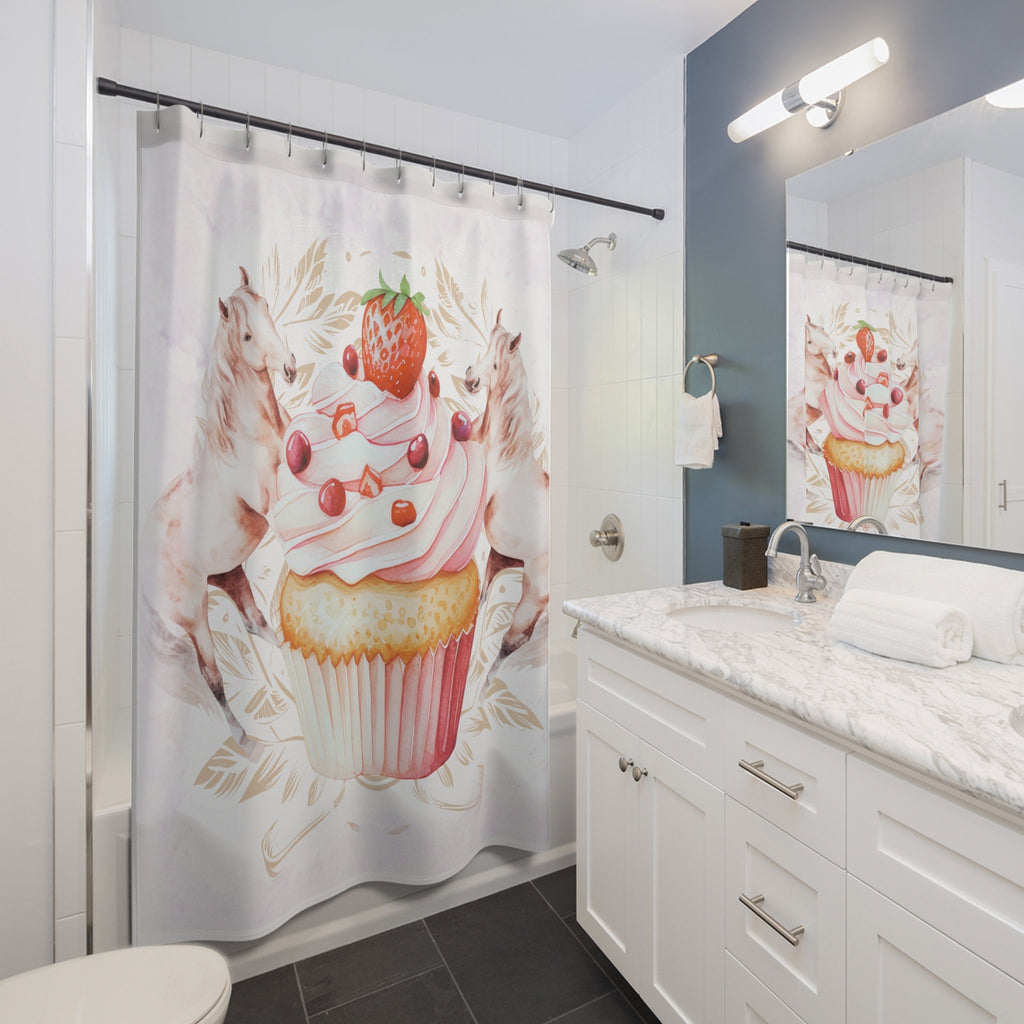 The Cupcake and Horses Shower Curtain
