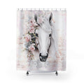 White Horse Head in Pastel Shabby Boho Shower Curtain