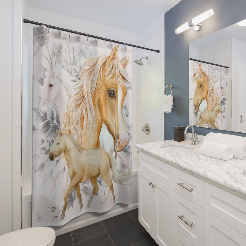 Ethereal Horses Boho Shower Curtain