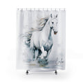 White Stallion Calm II Majesty  Boho Shower Curtain