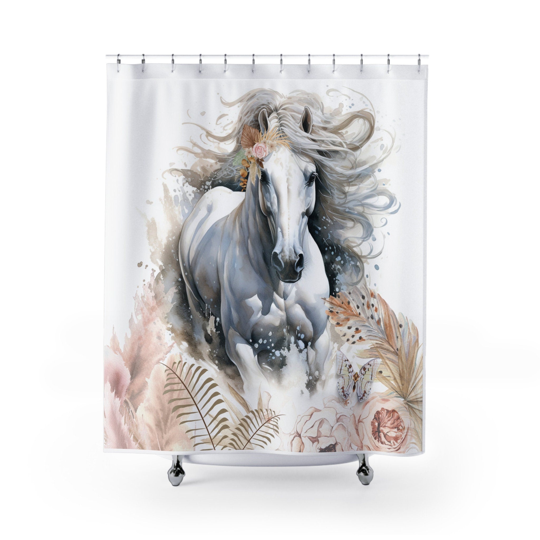 Bohemian Flowers and Horse Shower Curtain