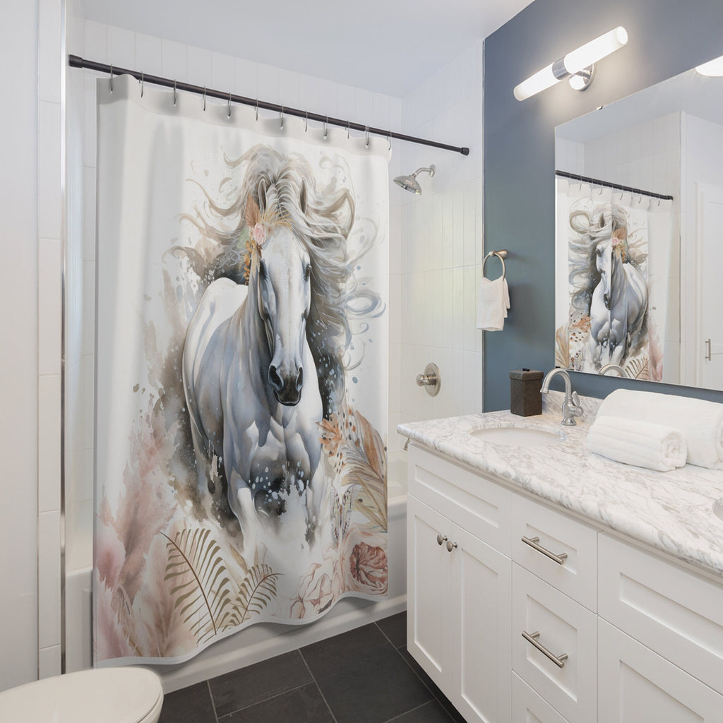 Bohemian Flowers and Horse Shower Curtain