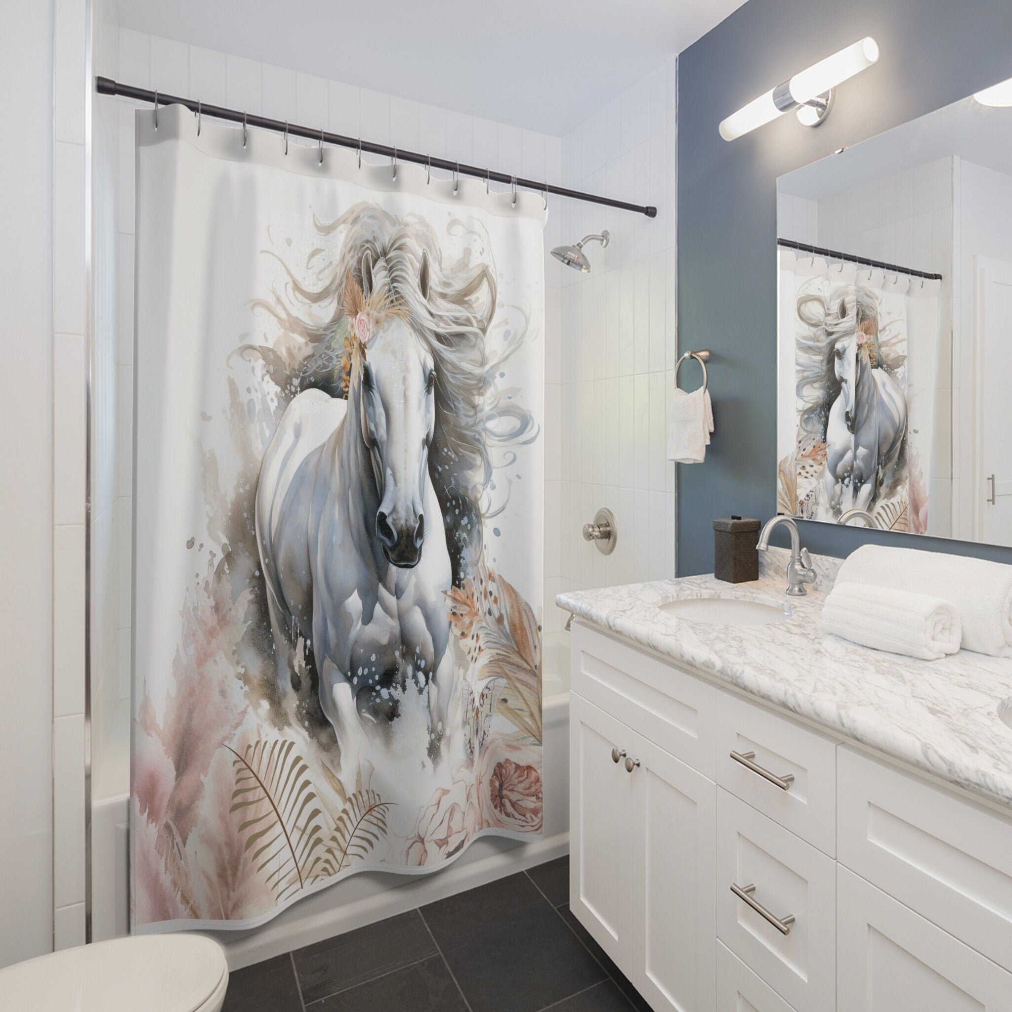 Bohemian Flowers and Horse Shower Curtain
