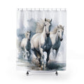 Rustic White Horses in Snow Shower Curtain