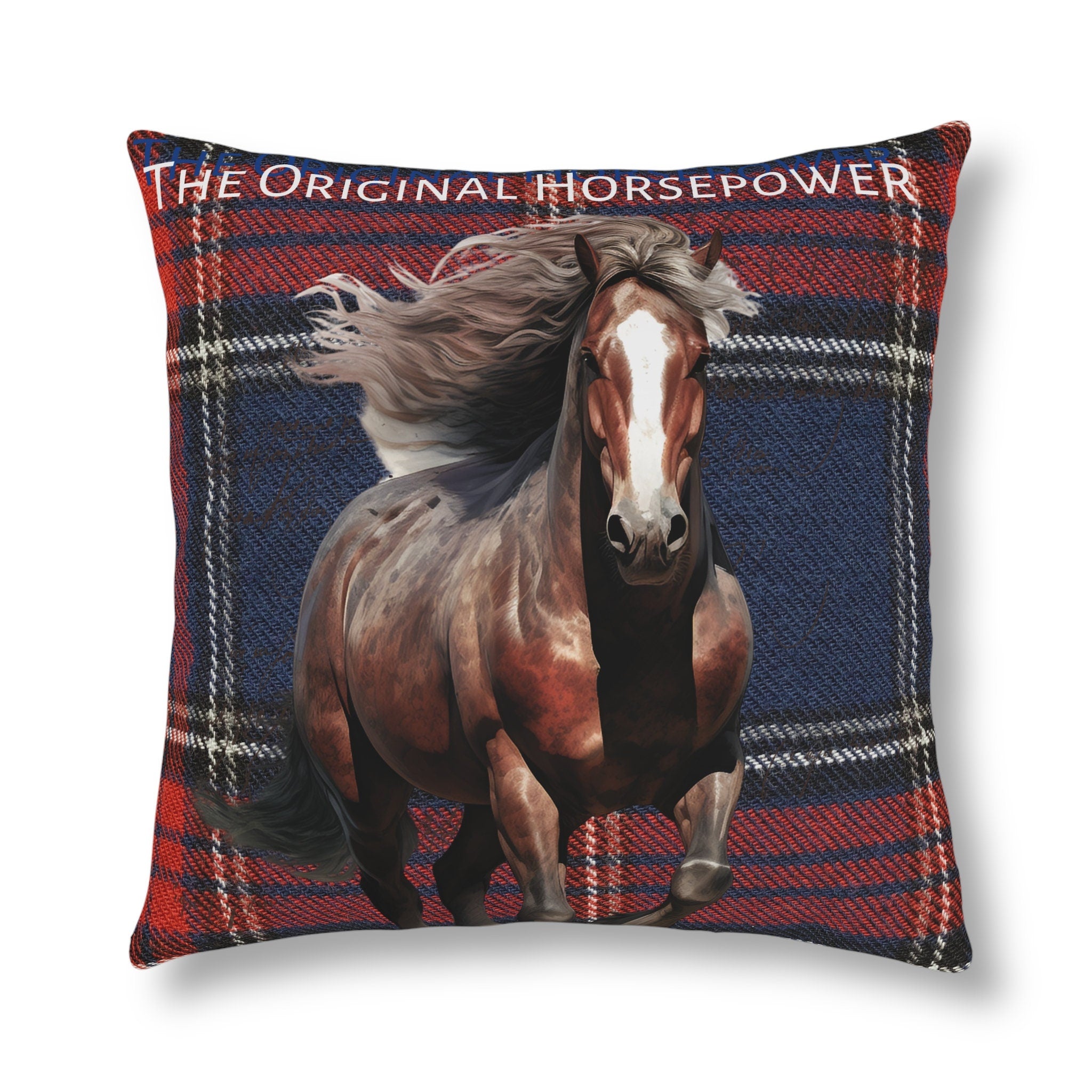 The Original Horsepower Plaid Tartan Waterproof Pillow