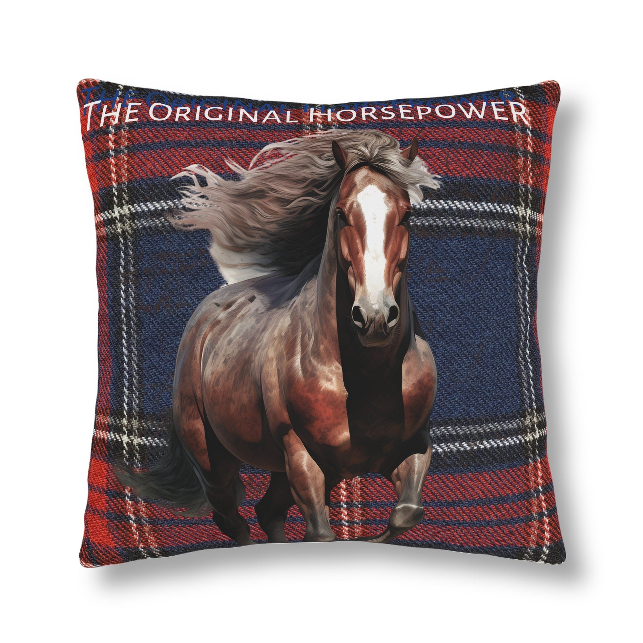 The Original Horsepower Plaid Tartan Waterproof Pillow