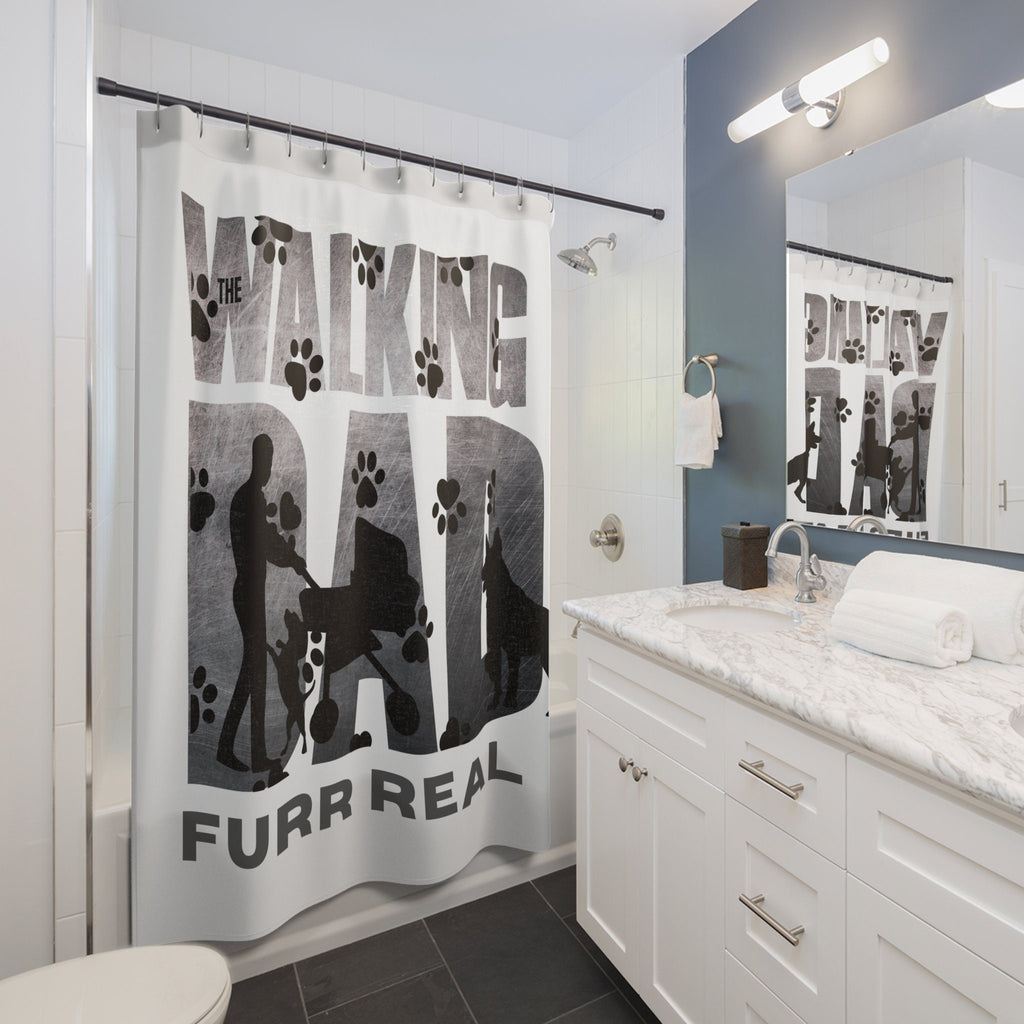 The Walking Dad  Shower Curtain White Grey