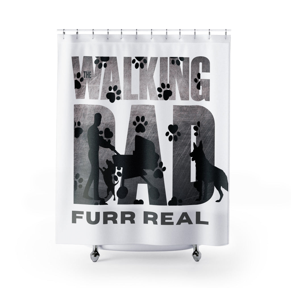 The Walking Dad  Shower Curtain White Grey