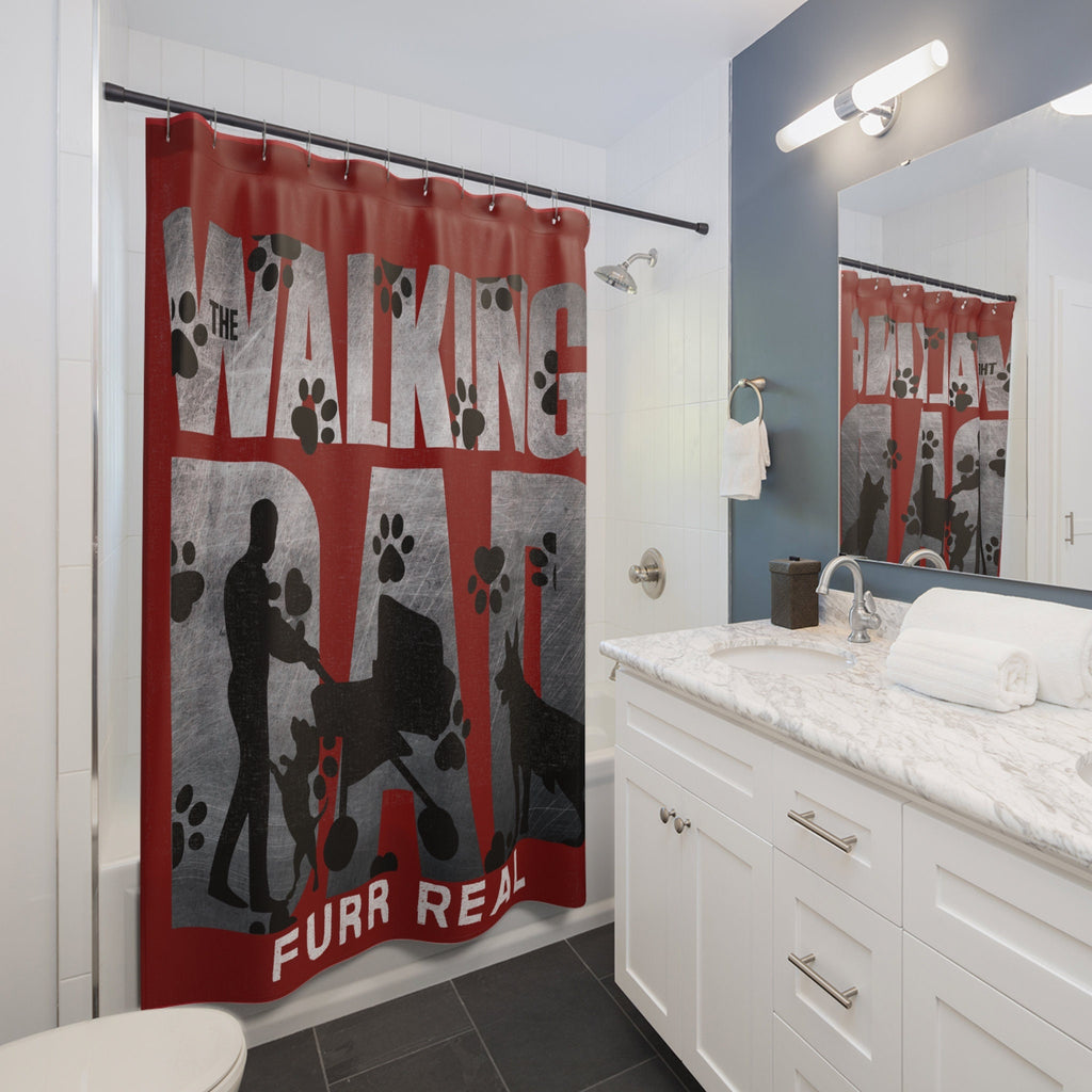 The Walking Dad  Shower Curtain Red/Black