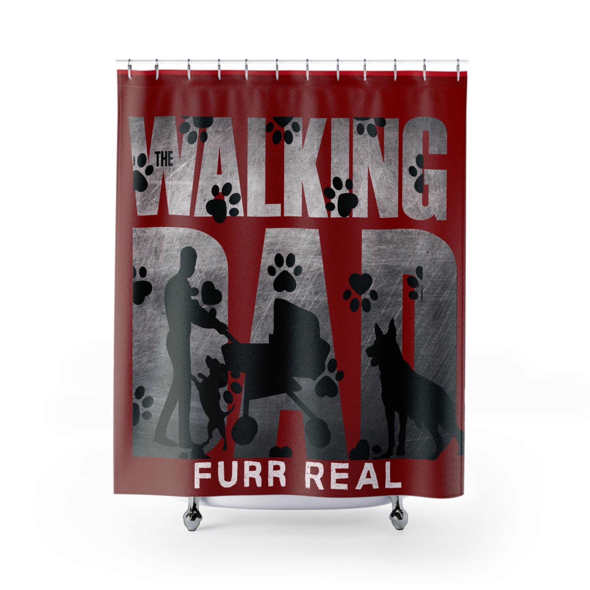 The Walking Dad  Shower Curtain Red/Black